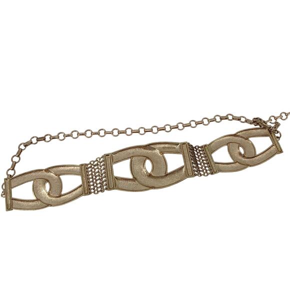 Chico's Gold Interlocking Chain Link Womens Adjustable Belt Boho Glam Mob Wife - Picture 4 of 5
